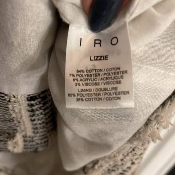 IRO Lizzie White Stripe Tweed Frayed Jacket sz 3 - Picture 10 of 11